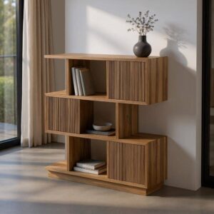 Mueble Auxiliar Natural de Madera de Teca Reciclada 116x35x129 cm