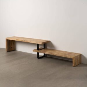 Mueble Auxiliar de Madera de Mango y Hierro Marrón-Negro 265x40x50 cm