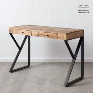 Escritorio de Madera de Mango y Hierro Marrón-Negro 120x50x77 cm