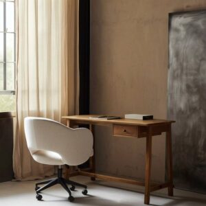 Escritorio Natural de Madera de Mango 120x60x78 cm con Cajón