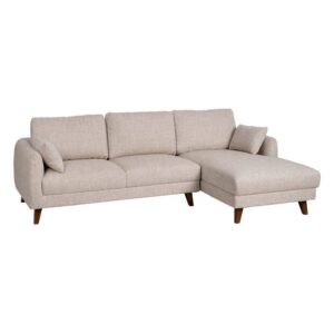 Sofá Chaise Longue Beige 240x155 cm, Estructura Madera, Tejido 100% Poliéster