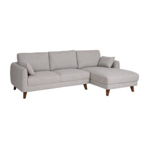 Sofá Chaise Longue Gris Tejido 240x155 cm con Estructura de Madera