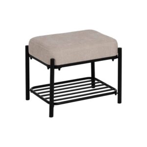 Banqueta Beige de Tejido 100% Poliéster y Estructura de Metal 51x37x45 cm