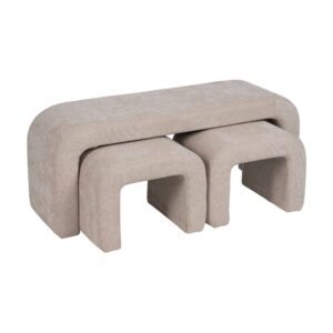 Banco Beige DM-Tejido 126x43x50 cm - Estructura DM y 100% Poliéster