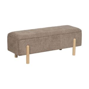 Banco Baúl Taupe DM Tejido 122x42x45 cm - Estructura de Madera de Pino