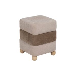 Puf Beige-Marrón de DM y Tejido 100% Poliéster - 44x44x50 cm
