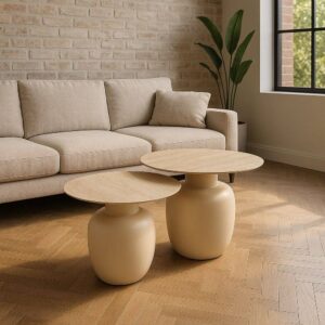 Mesa Auxiliar de Metal y Cerámica 60x60x47 cm - S/2