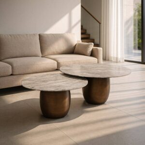 Mesa Centro de Mármol y Hierro 100x100x41 cm - S/2