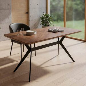 Mesa Comedor DM-Metal Marrón-Negro 180x90 cm con Patas de Hierro