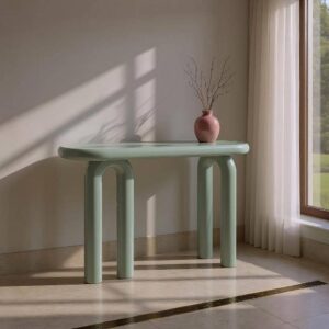 Consola LACADO Verde DM 120x35x80 cm con patas de 74 cm