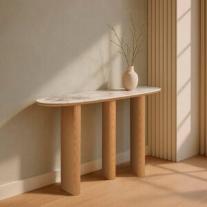 Consola Natural de DM 150x39,5x80 cm con Patas de 79 cm