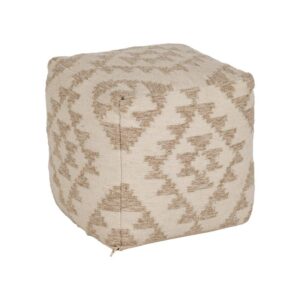 Puf Desenfundable Blanco Natural 45x45x45 cm - 60% Lana, 40% Algodón