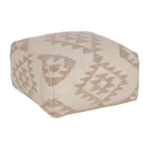 Puf Desenfundable Blanco Natural 80x80x40 cm - 60% Lana, 40% Algodón