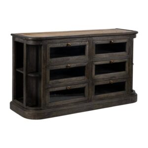 Aparador de Madera de Mango y Mármol 155x51x88 cm con Cajones