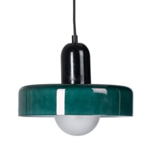 Lámpara de Techo Verde Metal y Cristal 25x25x23 cm G9