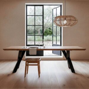 Mesa Comedor Natural de Madera de Acacia y Hierro 240x100x76 cm