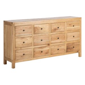 Aparador Natural de Madera Mindi 170x40x88 cm con Cajones