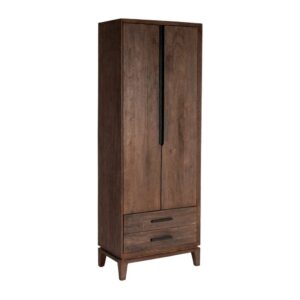 Armario Kilian Marrón de Madera de Mango 75x40x200 cm con Puertas y Cajones