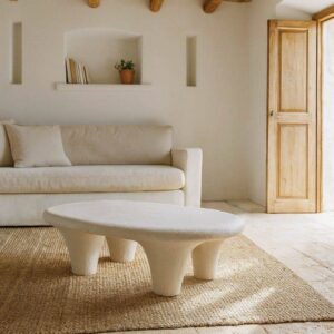 Mesa Centro Blanca de Poliresina WILMA 102x62x32 cm para Interior