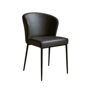 Silla Gris Simil Piel con Patas de Hierro - 59x55x80 cm