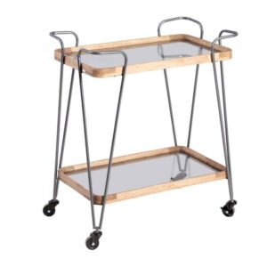 Camarera de Madera de Caucho y Metal Cristal Natural-Negro 62x38x72 cm