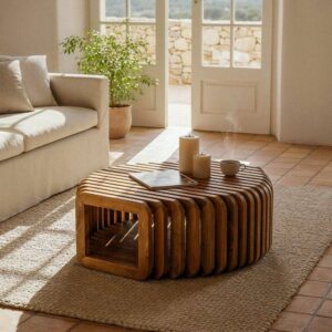 Mesa de Centro de Madera de Mango 84 x 85 x 32 cm