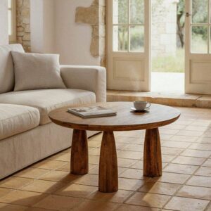 Mesa de Centro de Madera de Mango 75x75x37 cm