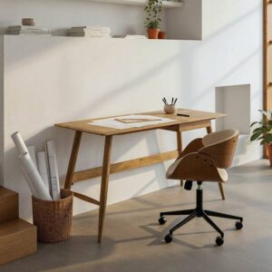 Escritorio de Madera de Mango 150x55x75 cm con Cajón 36x36 cm