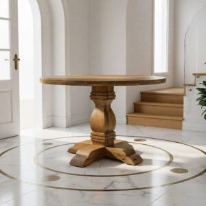 Mesa de Comedor de Madera de Mango 120x120x76 cm, Grosor 4 cm