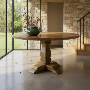 Mesa de Comedor de Madera de Mango 150x150x76 cm, Grosor 4 cm