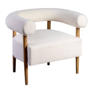Sillón Beige de Piel Sintética y Madera, 80x67x69 cm, Montaje Requerido