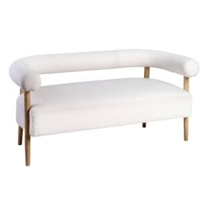 Sofá 2 Plazas Beige Tejido de Poliéster y Madera 143x67x69 cm