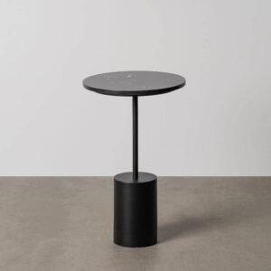 Mesita Negra de Hierro y Mármol 35x35x52 cm