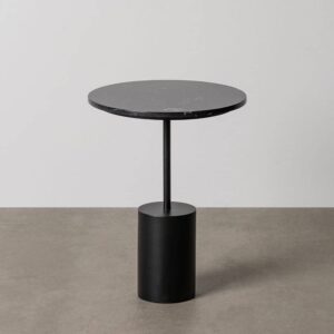 Mesita  Negra de Hierro y Mármol 40x40x56 cm