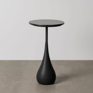 Mesita Negra de Hierro y Mármol 35x35x62 cm