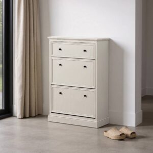 Zapatero Gris Claro DM 80x28x108 cm con Cajones de Madera de Pino