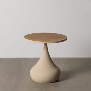 Mesita de Hierro DM-Metal Natural-Crema 45x45x43 cm con Montaje