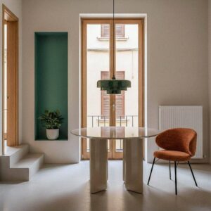 Mesa Comedor Alto Brillo Taupe MDF 120x120x75 cm con Montaje