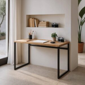 Escritorio Natural de Madera de Mango y Hierro 120x60x76 cm