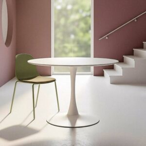 Mesa Comedor Blanco DM-Metal 100x100 cm con Montaje y Base de 60 cm