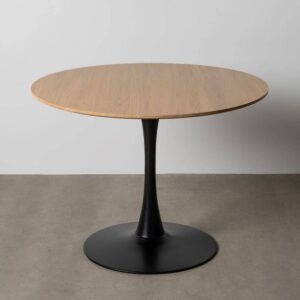 Mesa Comedor Natural-Negro DM-Metal 100x100x75 cm con Montaje