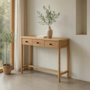 Consola Natural de Madera de Mango 90x30x80 cm - Colección Macarella