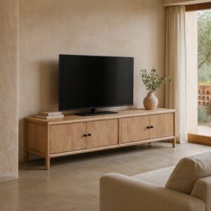 Mueble TV Natural de Madera de Mango 190x40x45 cm - Colección Macarella