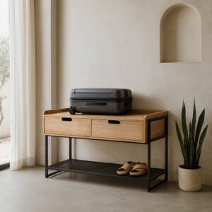 Mueble de Cajones Industrial Natural-Negro DM-Metal 100x48x56,5 cm