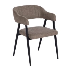 Silla Beige Tejido 100% Poliéster con Patas de Acero 56x60x81 cm