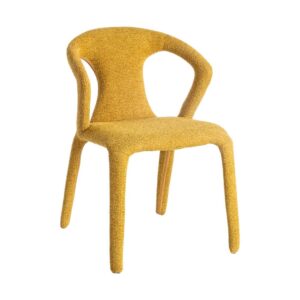 Silla Jaspeada Mostaza Tejido con Estructura de Metal 52,5x59x79 cm