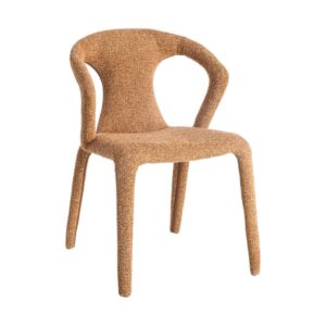 Silla Jaspeada Marrón de Tejido con Estructura de Metal 52,5x59x79 cm