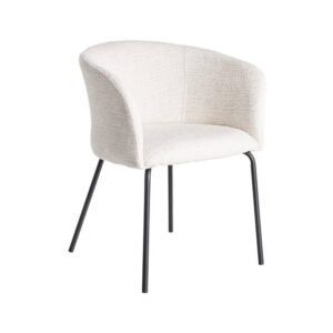 Silla de Tejido y Metal Crema 61x56x77,5 cm, No Apilable