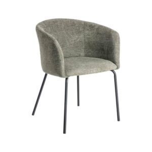 Silla Verde de Tejido y Metal, 60,5x55x78,5 cm, No Apilable