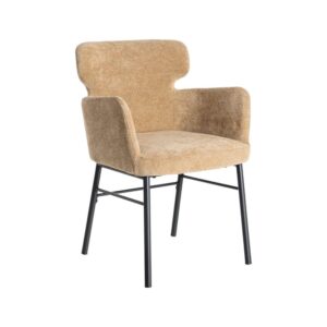 Silla Beige de Tejido y Metal, 59,5x62,5x86 cm, No Apilable